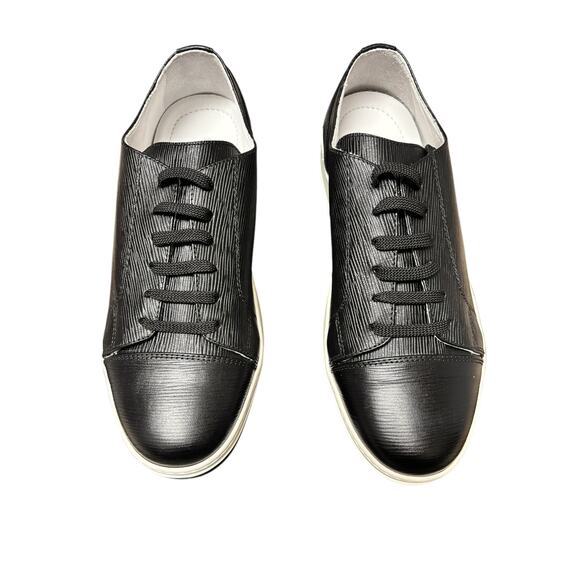 Bugatchi Men’s Nero Paris Sneakers 9.5 Black Lace Up Printed Suede Made in Italy - Picture 1 of 6